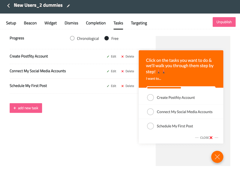 postfity onboarding checklists