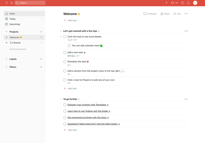 todoist personalized empty states