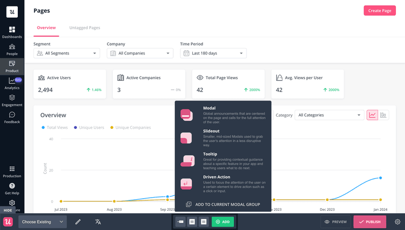 Product tour software: Userpilot UI patterns