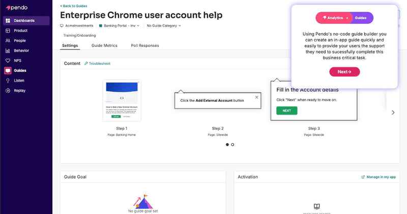 User engagement platform: Pendo.