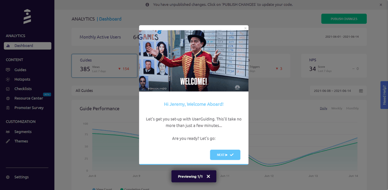 User engagament platform: UserGuiding.