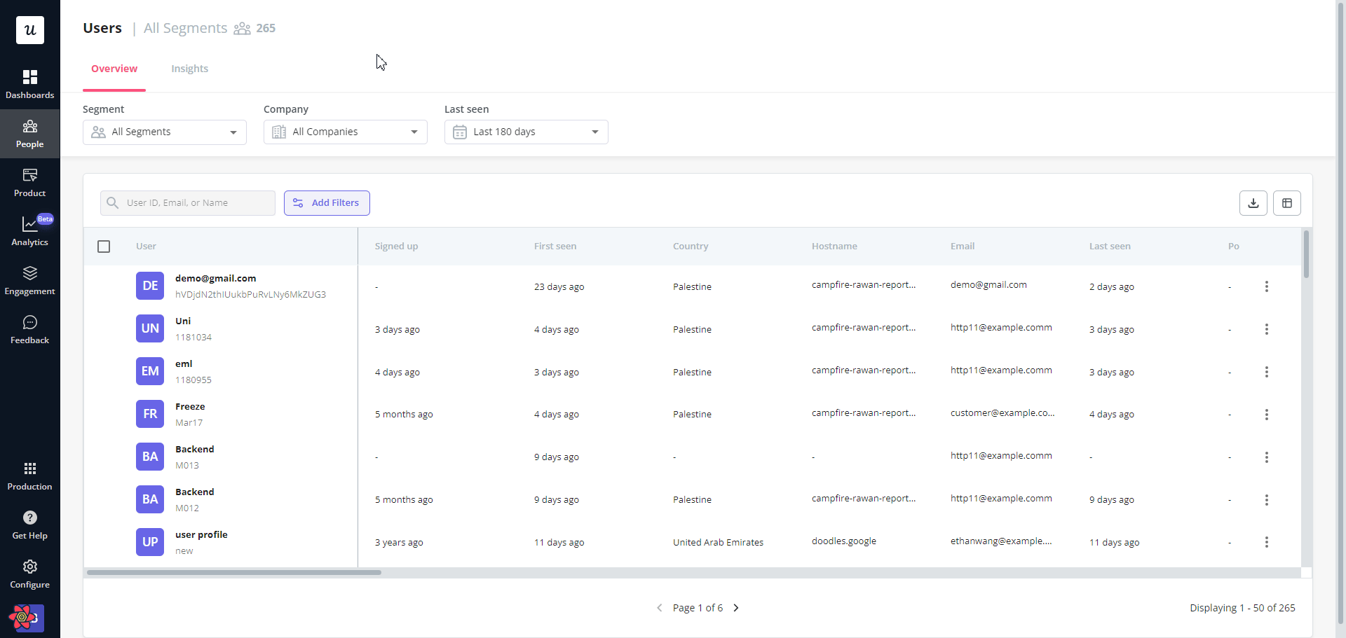 User profile insights in Userpilot