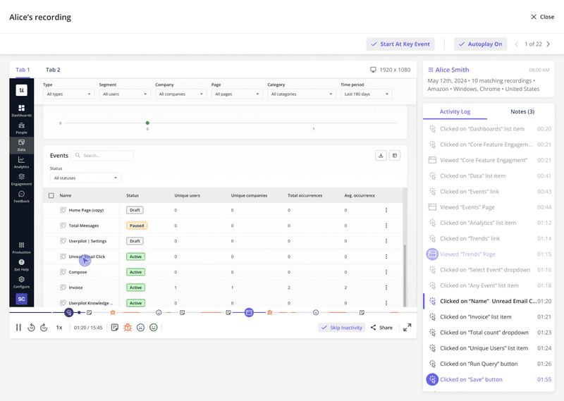 Userpilot Session replays