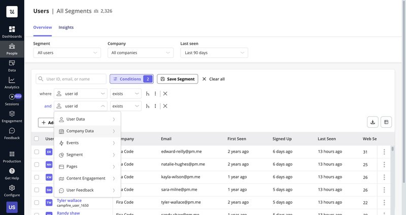 User segmentation in Userpilot