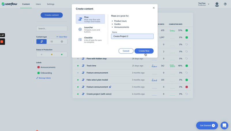 userflow no-code onboarding builder