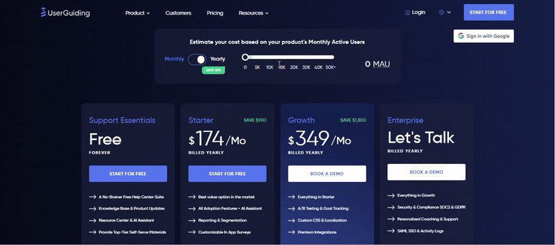 UserGuiding pricing plans 2025