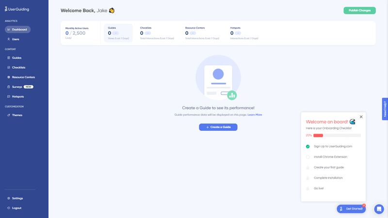 Product tour software: UserGuiding