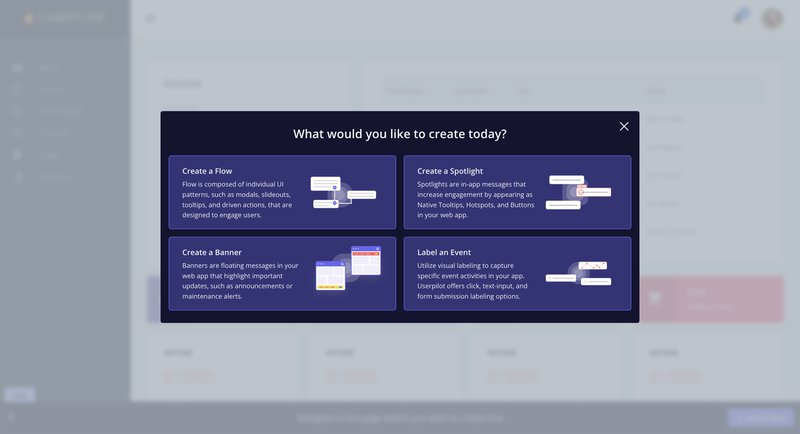 Userpilot no-code builder interface 