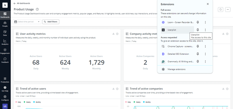 Userpilot Chrome extension
