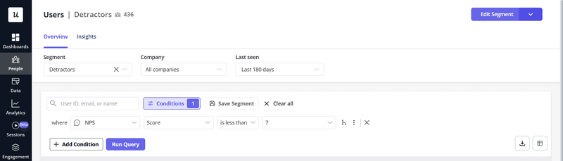 View your detractors segment in Userpilot.