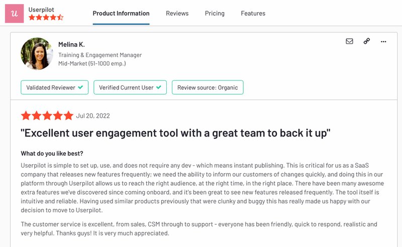 Userpilot review on G2.