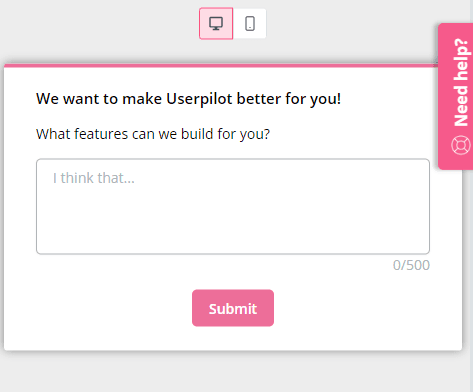 Userpilot in-app feature request