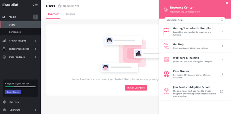 in app resource center userpilot