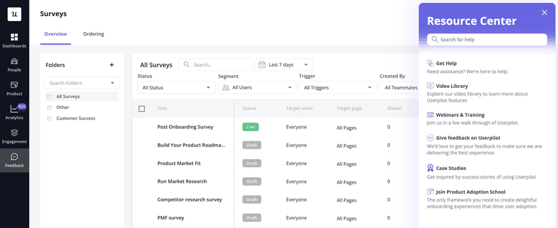 Userpilot in-app resource center