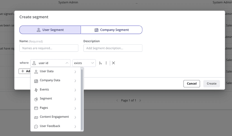 userpilot segmentation feature