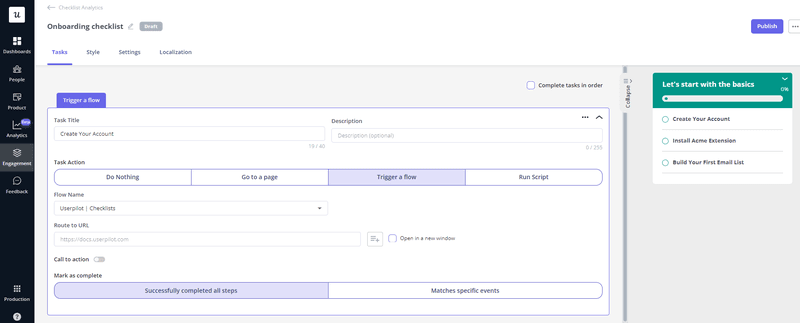 Userpilot onboarding checklist builder