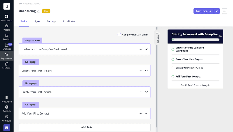 Userpilot onboarding checklist builder
