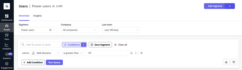 Create a segment for power users in Userpilot.