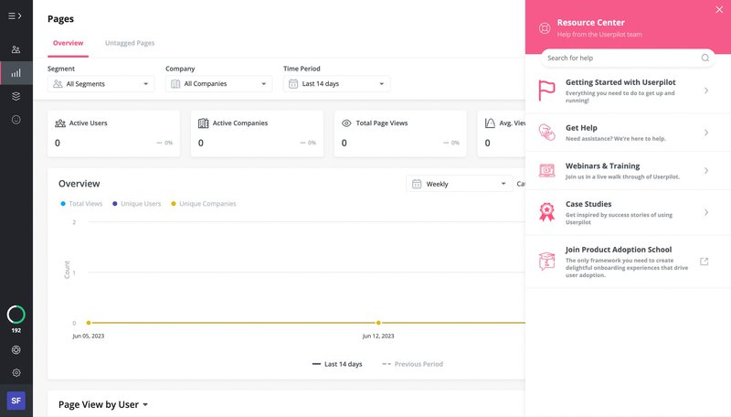 Screenshot of Userpilot resource center