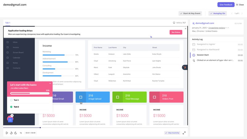 session replay in Userpilot