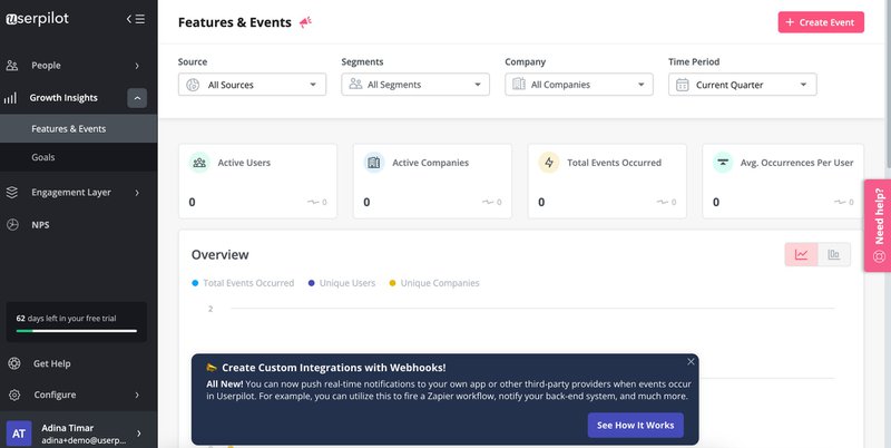 Screenshot of Userpilot interfaces