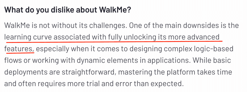 WalkMe learning curve