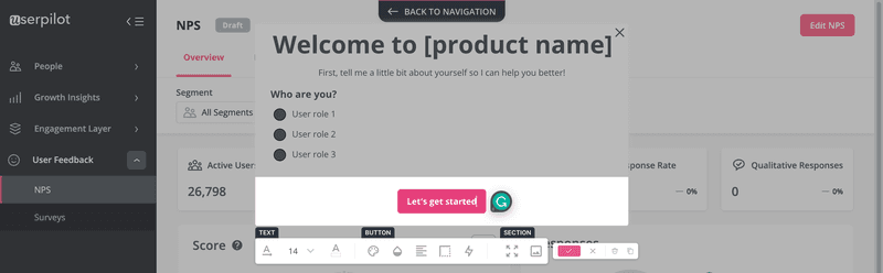 welcome survey userpilot
