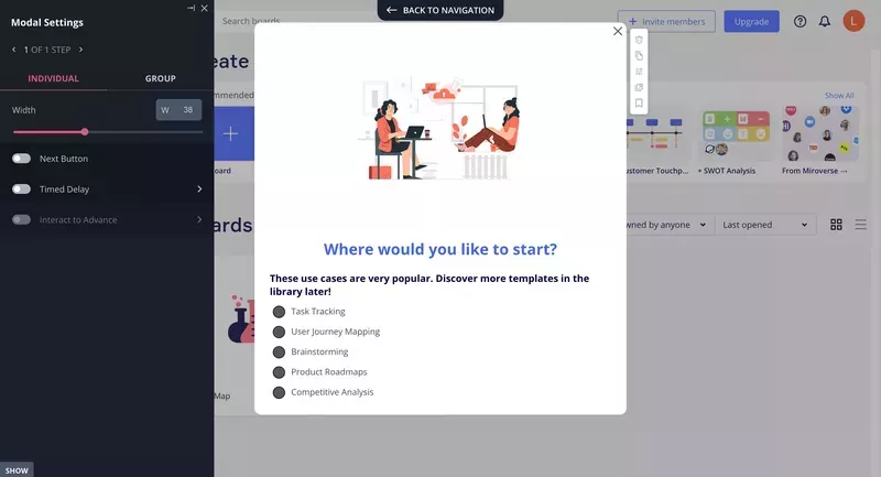 Screenshot of welcome survey