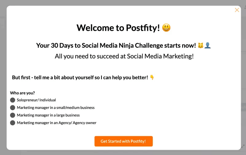 micro-survey in the welcome screen