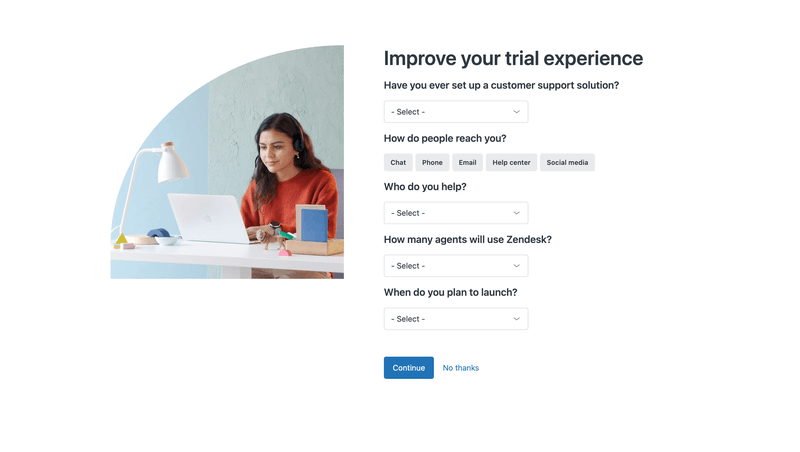 PLG for complex products: Zendesk welcome survey