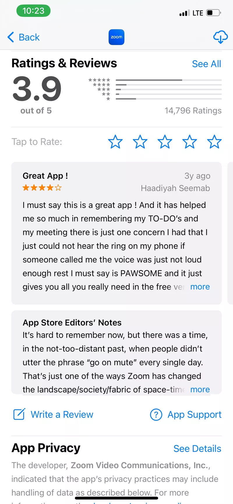 App store reviews